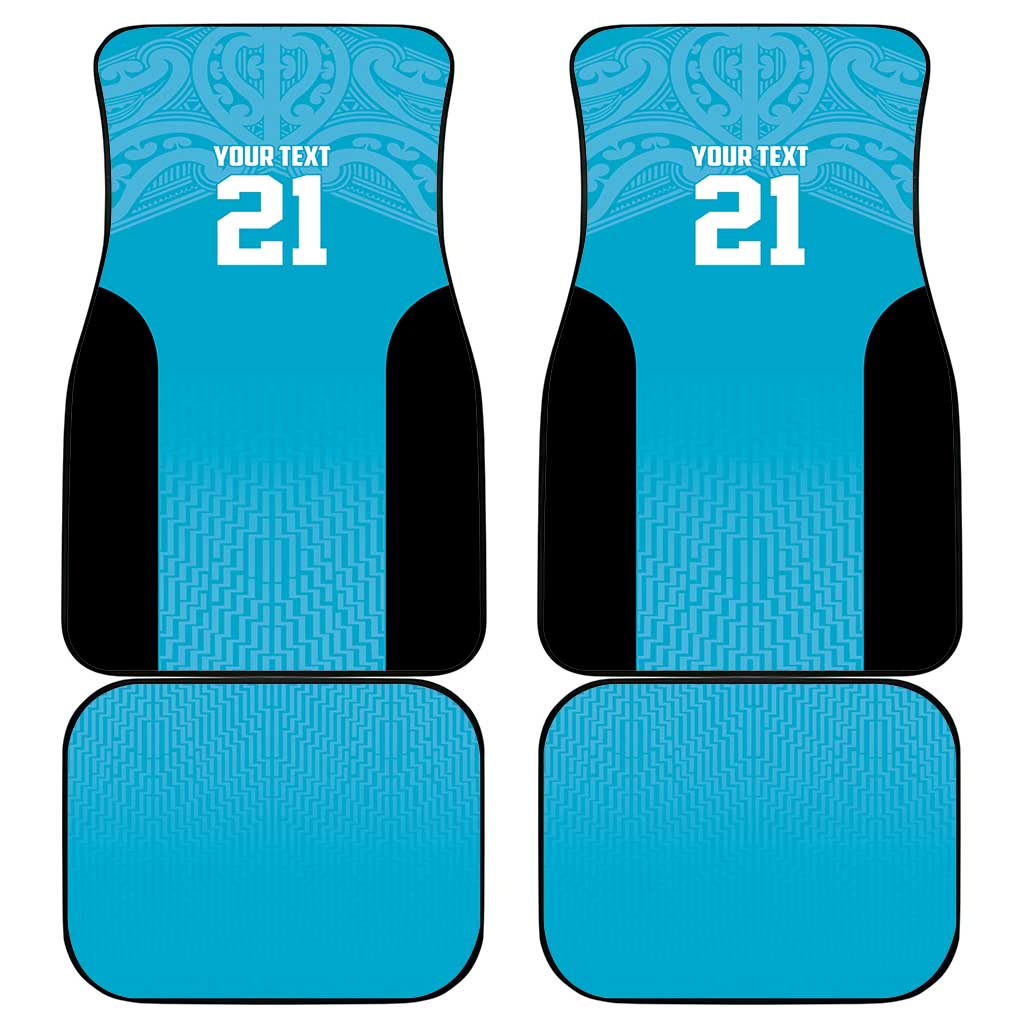 New Zealand Custom Car Mats Fire Basketball Maori Tribal Sky Blue - Polynesian Pride