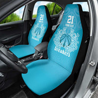 New Zealand Custom Car Seat Cover Fire Basketball Maori Tribal Sky Blue - Polynesian Pride