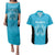 New Zealand Custom Couples Matching Puletasi and Hawaiian Shirt Fire Basketball Maori Tribal Sky Blue - Polynesian Pride