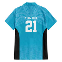 New Zealand Custom Family Matching Long Sleeve Bodycon Dress and Hawaiian Shirt Fire Basketball Maori Tribal Sky Blue - Polynesian Pride