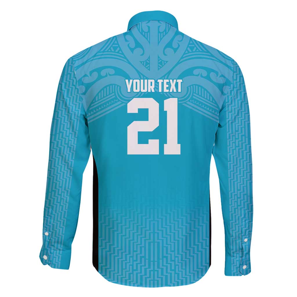 New Zealand Custom Family Matching Long Sleeve Bodycon Dress and Hawaiian Shirt Fire Basketball Maori Tribal Sky Blue - Polynesian Pride