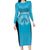 New Zealand Custom Family Matching Long Sleeve Bodycon Dress and Hawaiian Shirt Fire Basketball Maori Tribal Sky Blue - Polynesian Pride