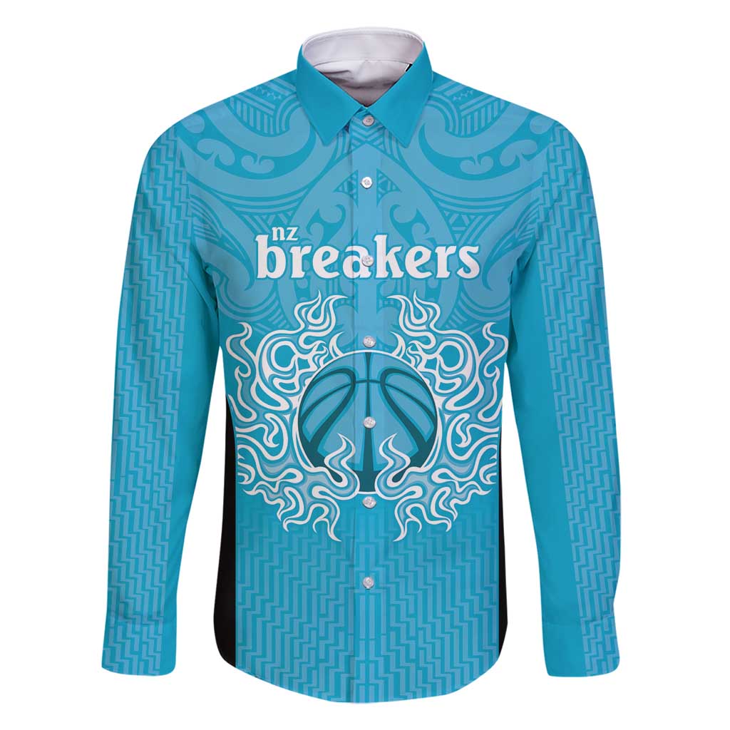 New Zealand Custom Family Matching Summer Maxi Dress and Hawaiian Shirt Fire Basketball Maori Tribal Sky Blue - Polynesian Pride