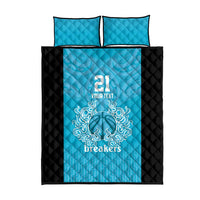 New Zealand Custom Quilt Bed Set Fire Basketball Maori Tribal Sky Blue - Polynesian Pride