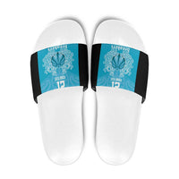 New Zealand Custom Slide Sandals Fire Basketball Maori Tribal Sky Blue - Polynesian Pride