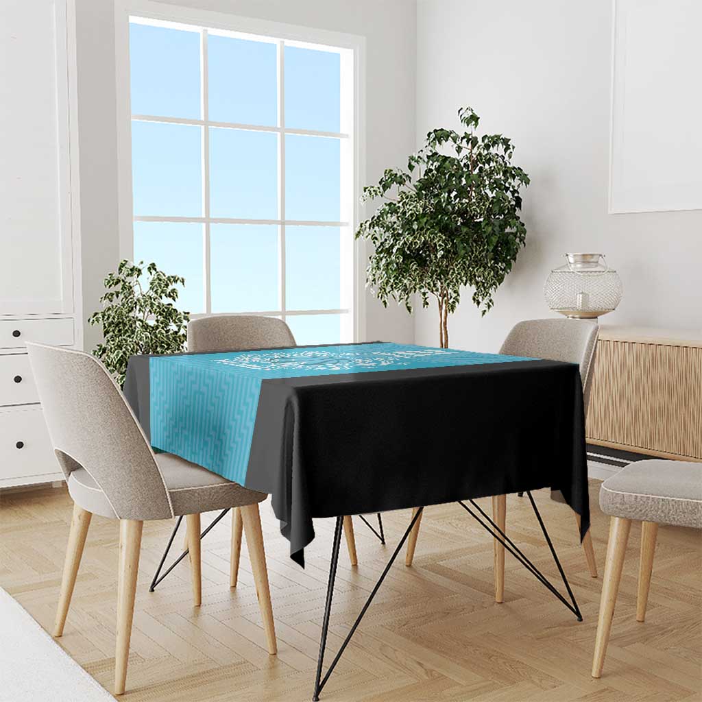 New Zealand Custom Tablecloth Fire Basketball Maori Tribal Sky Blue - Polynesian Pride