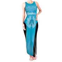 New Zealand Custom Tank Maxi Dress Fire Basketball Maori Tribal Sky Blue - Polynesian Pride