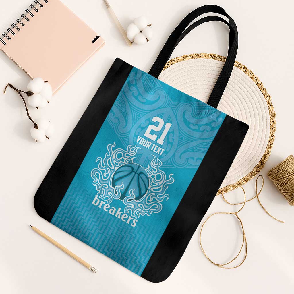 New Zealand Custom Tote Bag Fire Basketball Maori Tribal Sky Blue LT9 Black Strap One Size Blue - Polynesian Pride