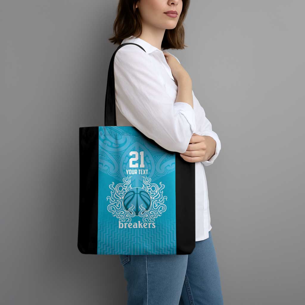 New Zealand Custom Tote Bag Fire Basketball Maori Tribal Sky Blue LT9 - Polynesian Pride