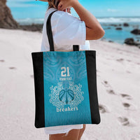 New Zealand Custom Tote Bag Fire Basketball Maori Tribal Sky Blue LT9 - Polynesian Pride