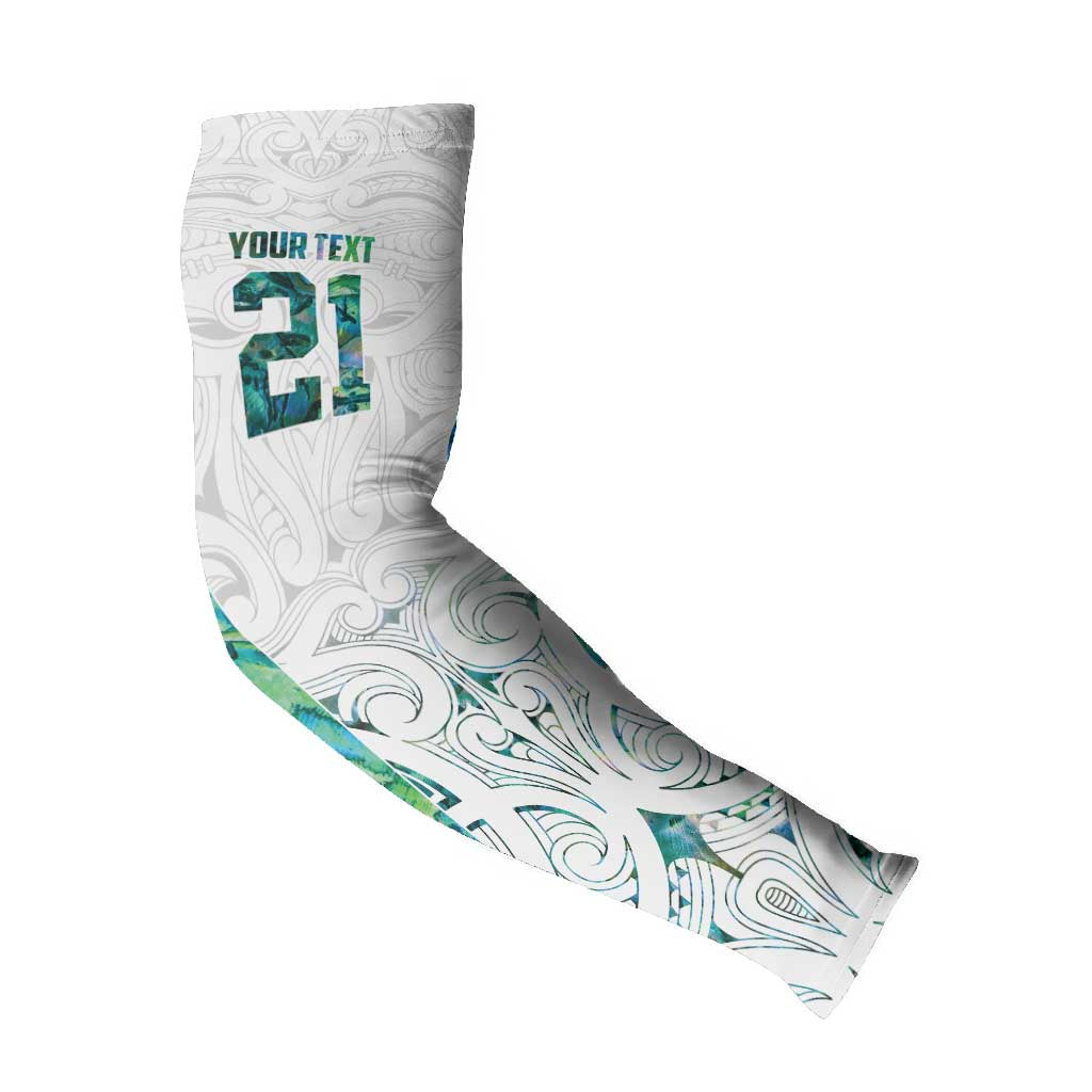 Custom New Zealand Aotearoa Arm Sleeves Green Maori Paua Shell Indigenous LT9 - Polynesian Pride