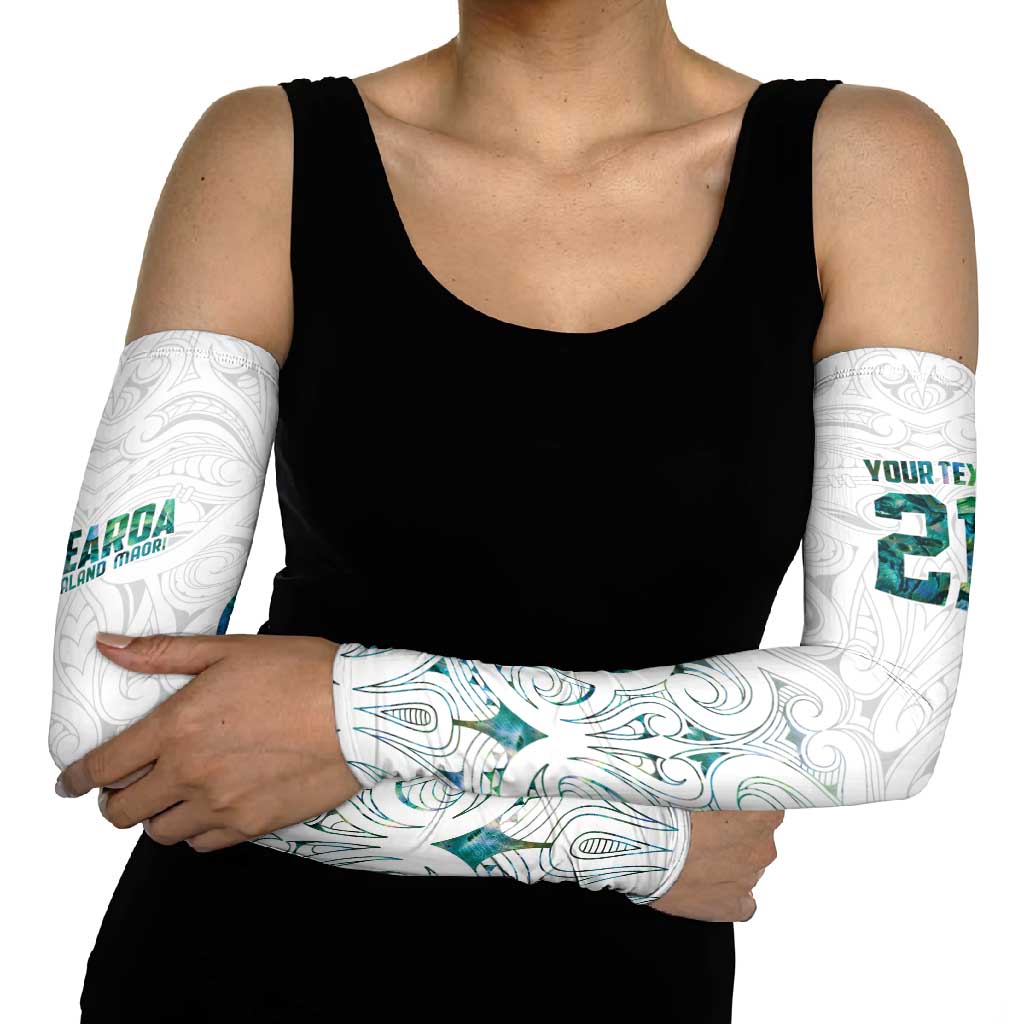 Custom New Zealand Aotearoa Arm Sleeves Green Maori Paua Shell Indigenous LT9 - Polynesian Pride