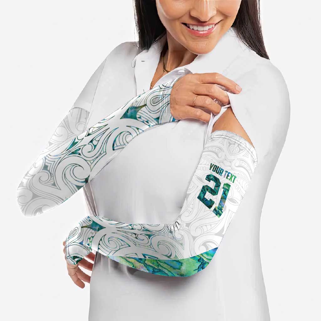 Custom New Zealand Aotearoa Arm Sleeves Green Maori Paua Shell Indigenous LT9 - Polynesian Pride