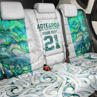Custom New Zealand Aotearoa Back Car Seat Cover Green Maori Paua Shell Indigenous - Polynesian Pride