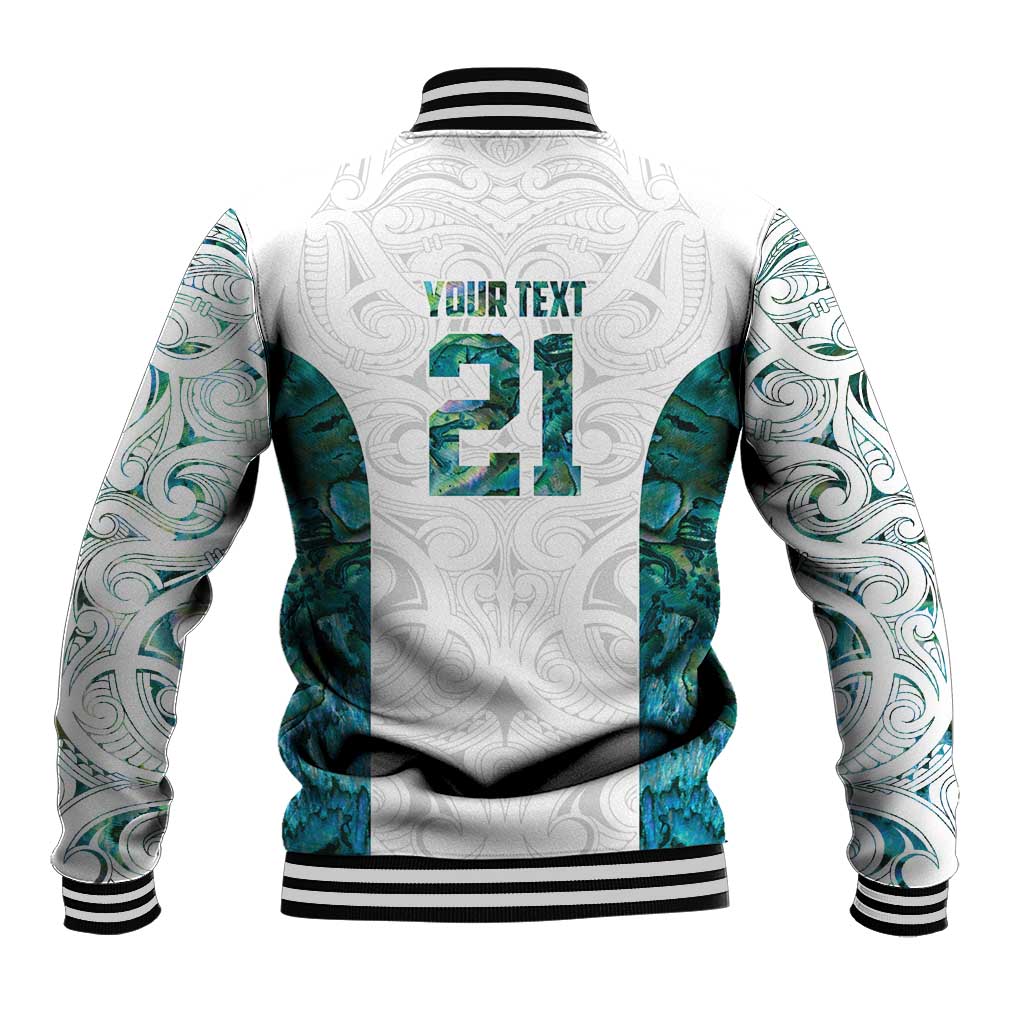 Custom New Zealand Aotearoa Baseball Jacket Green Maori Paua Shell Indigenous LT9 - Polynesian Pride