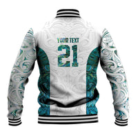 Custom New Zealand Aotearoa Baseball Jacket Green Maori Paua Shell Indigenous LT9 - Polynesian Pride