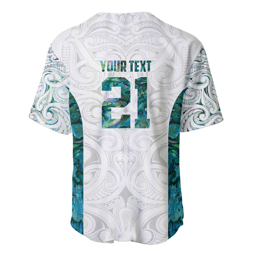 Custom New Zealand Aotearoa Baseball Jersey Green Maori Paua Shell Indigenous - Polynesian Pride