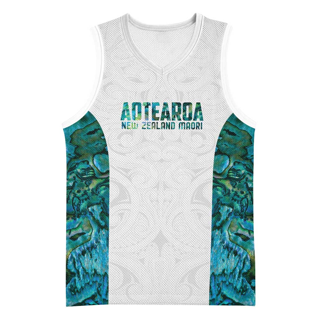 Custom New Zealand Aotearoa Basketball Jersey Green Maori Paua Shell Indigenous LT9 Unisex Green - Polynesian Pride