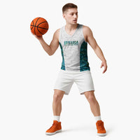 Custom New Zealand Aotearoa Basketball Jersey Green Maori Paua Shell Indigenous LT9 - Polynesian Pride