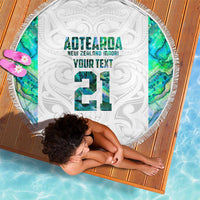 Custom New Zealand Aotearoa Beach Blanket Green Maori Paua Shell Indigenous LT9 - Polynesian Pride