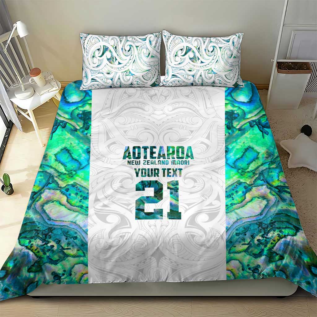 Custom New Zealand Aotearoa Bedding Set Green Maori Paua Shell Indigenous - Polynesian Pride