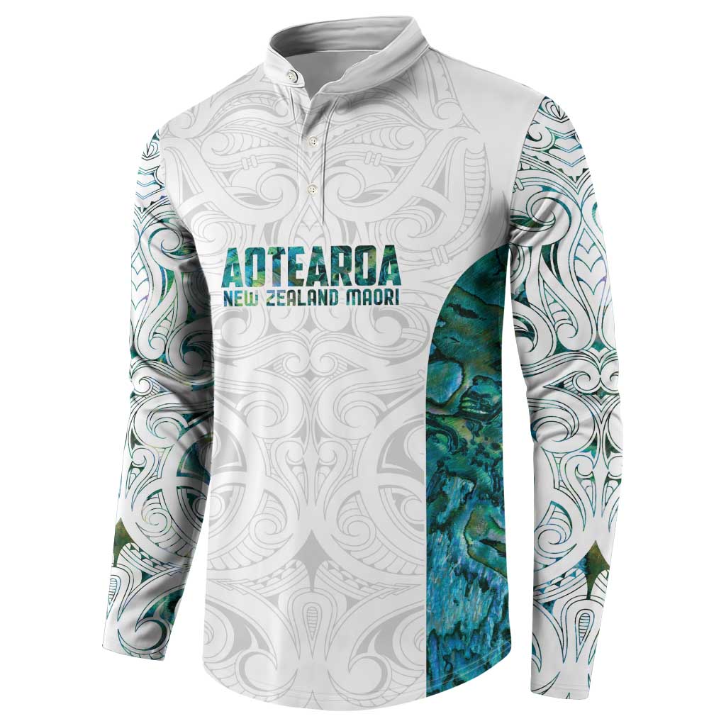 Custom New Zealand Aotearoa Button Sweatshirt Green Maori Paua Shell Indigenous LT9 - Polynesian Pride