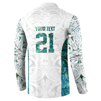 Custom New Zealand Aotearoa Button Sweatshirt Green Maori Paua Shell Indigenous LT9 - Polynesian Pride