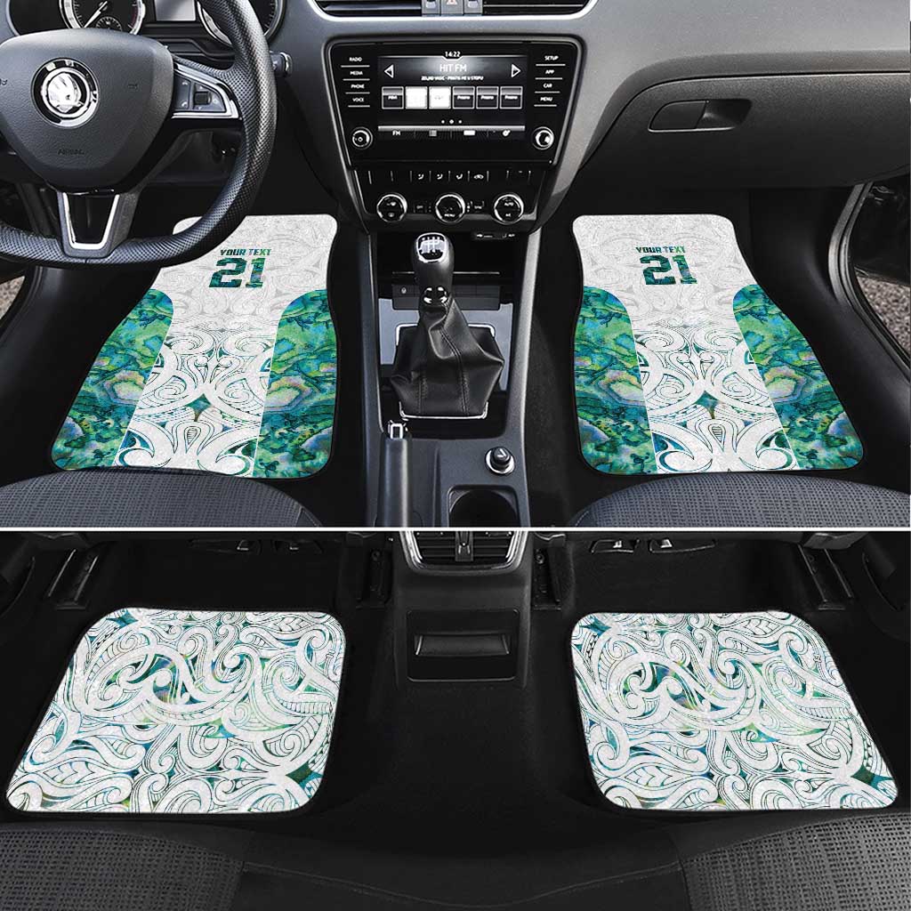 Custom New Zealand Aotearoa Car Mats Green Maori Paua Shell Indigenous LT9 Set 4pcs Green - Polynesian Pride