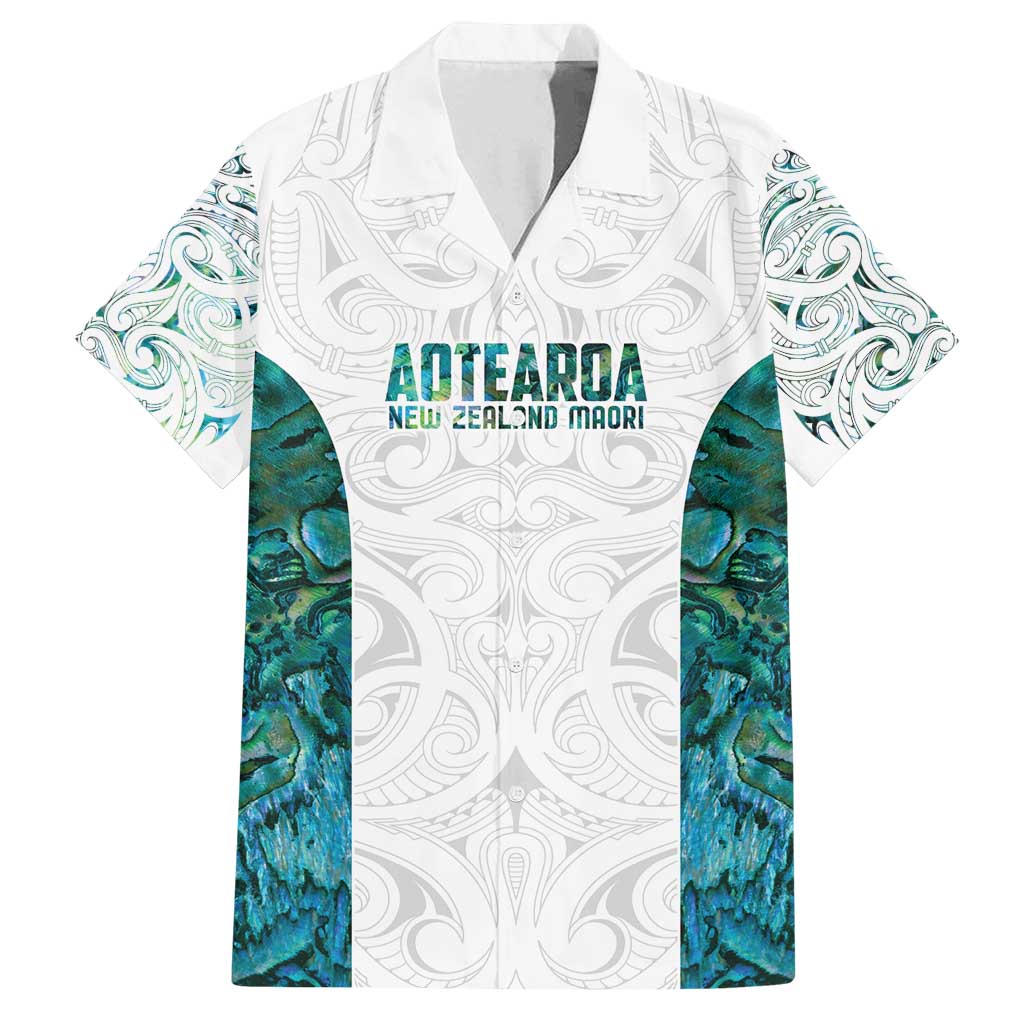 Custom New Zealand Aotearoa Family Matching Long Sleeve Bodycon Dress and Hawaiian Shirt Green Maori Paua Shell Indigenous - Polynesian Pride