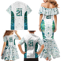 Custom New Zealand Aotearoa Family Matching Mermaid Dress and Hawaiian Shirt Green Maori Paua Shell Indigenous - Polynesian Pride