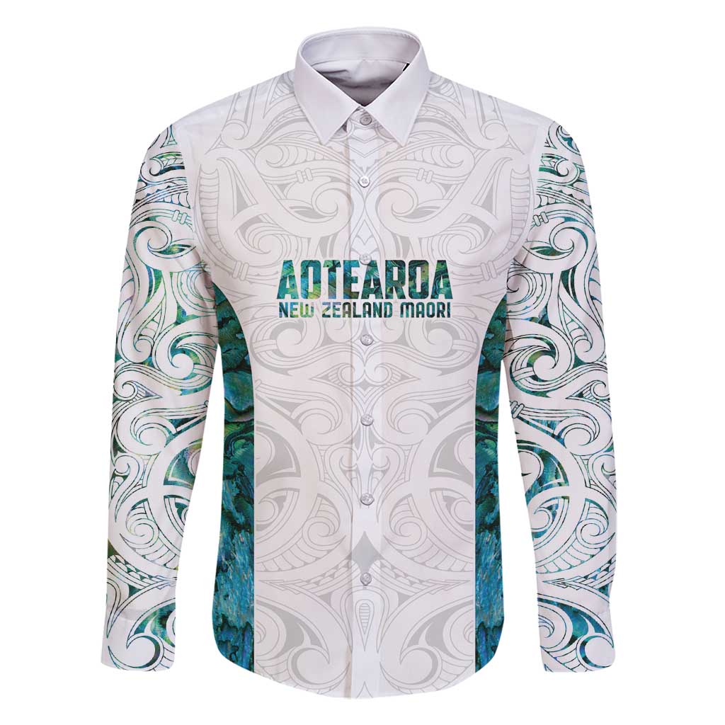 Custom New Zealand Aotearoa Family Matching Off Shoulder Short Dress and Hawaiian Shirt Green Maori Paua Shell Indigenous - Polynesian Pride