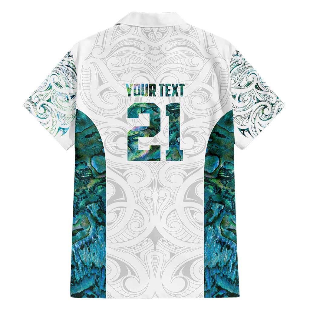 Custom New Zealand Aotearoa Family Matching Short Sleeve Bodycon Dress and Hawaiian Shirt Green Maori Paua Shell Indigenous - Polynesian Pride