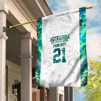 Custom New Zealand Aotearoa Garden Flag Green Maori Paua Shell Indigenous - Polynesian Pride
