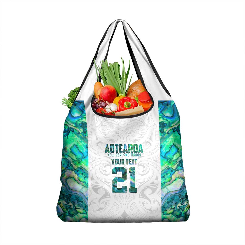 Custom New Zealand Aotearoa Grocery Bag Green Maori Paua Shell Indigenous LT9 1-pack One Size Green - Polynesian Pride