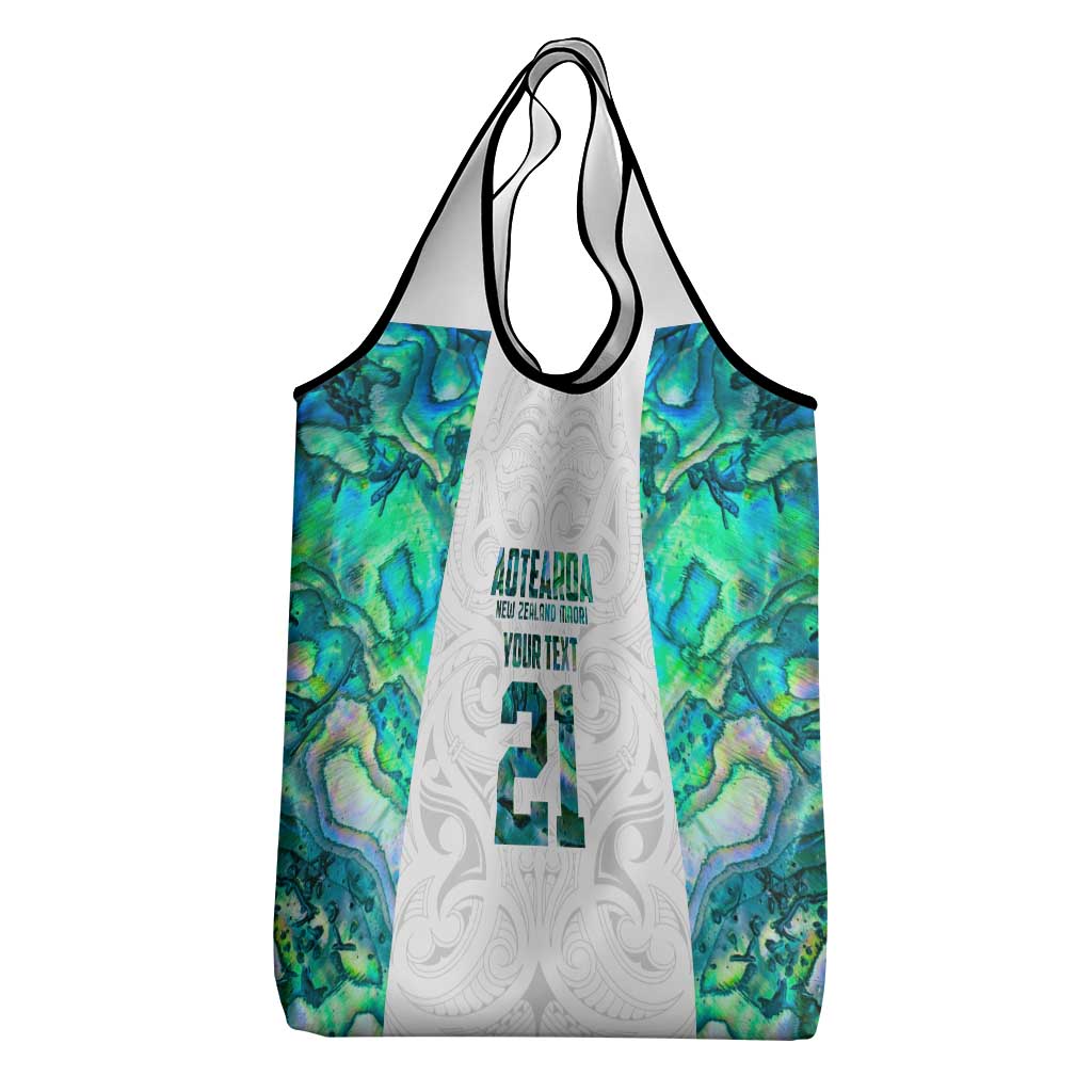 Custom New Zealand Aotearoa Grocery Bag Green Maori Paua Shell Indigenous LT9 - Polynesian Pride