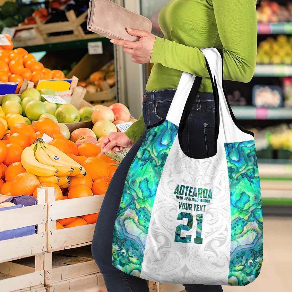 Custom New Zealand Aotearoa Grocery Bag Green Maori Paua Shell Indigenous LT9 - Polynesian Pride