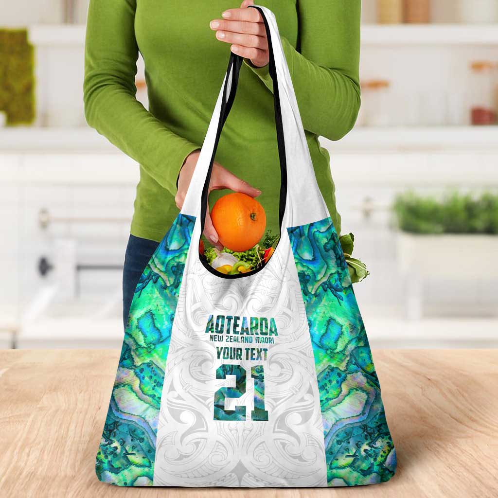 Custom New Zealand Aotearoa Grocery Bag Green Maori Paua Shell Indigenous LT9 - Polynesian Pride