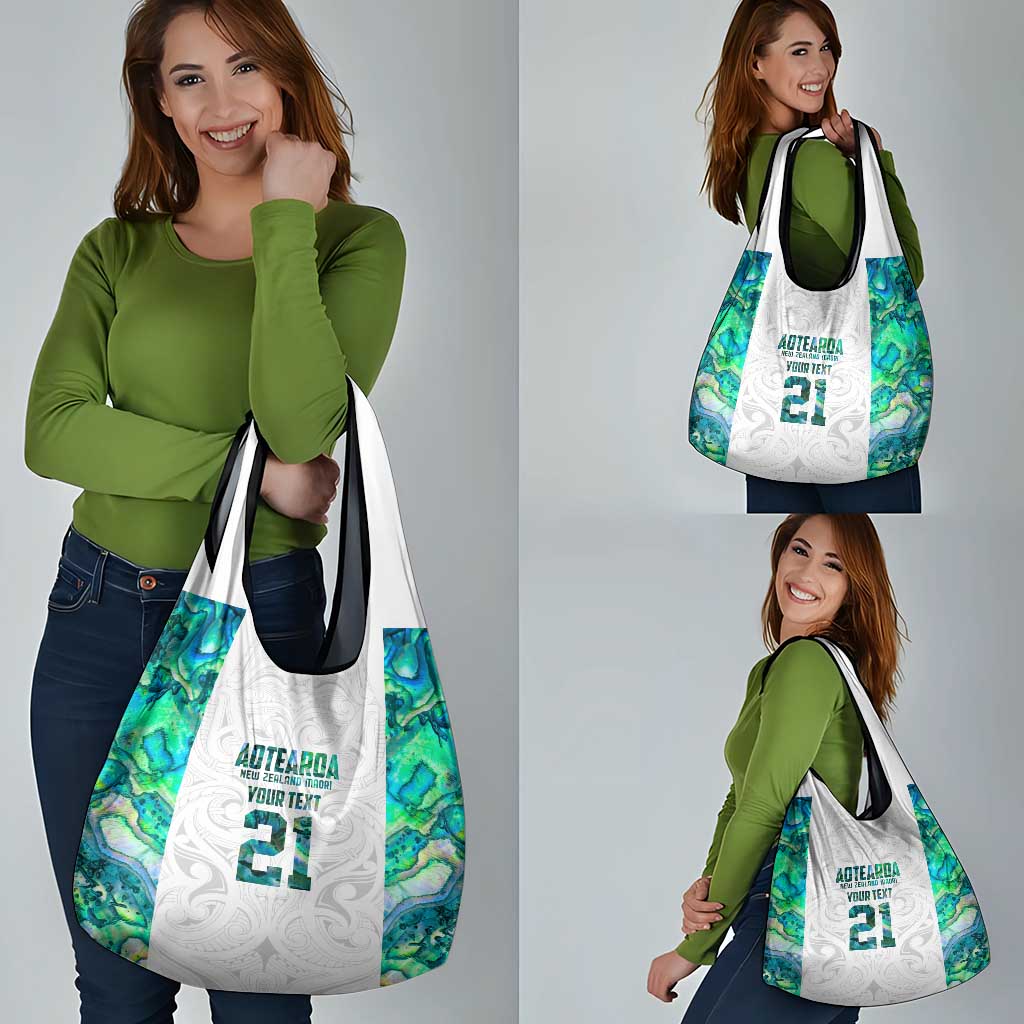 Custom New Zealand Aotearoa Grocery Bag Green Maori Paua Shell Indigenous LT9 - Polynesian Pride
