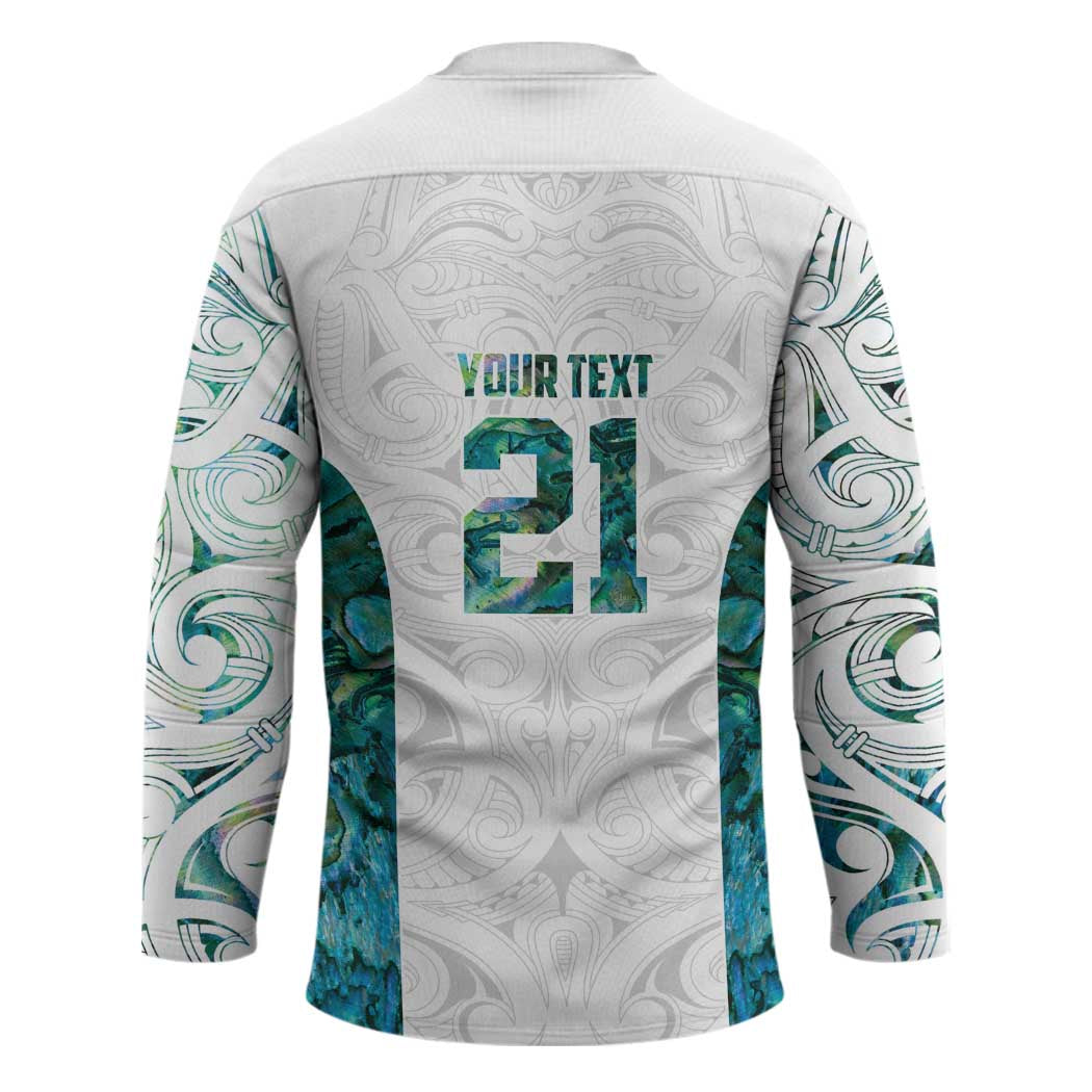 Custom New Zealand Aotearoa Hockey Jersey Green Maori Paua Shell Indigenous - Polynesian Pride