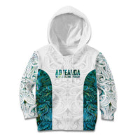 Custom New Zealand Aotearoa Kid Hoodie Green Maori Paua Shell Indigenous - Polynesian Pride