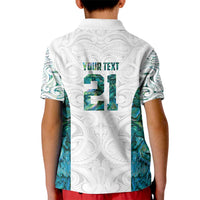 Custom New Zealand Aotearoa Kid Polo Shirt Green Maori Paua Shell Indigenous - Polynesian Pride
