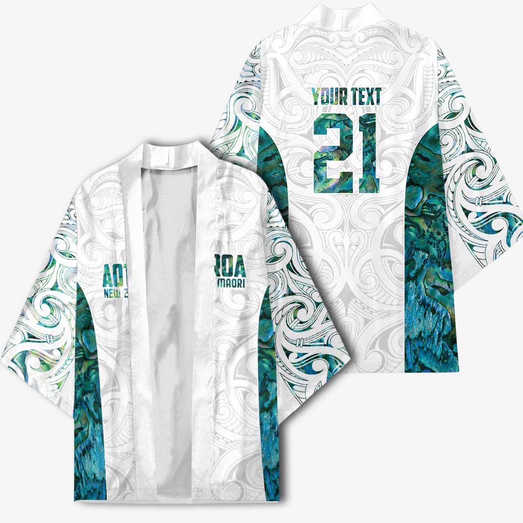 Custom New Zealand Aotearoa Kimono Green Maori Paua Shell Indigenous - Polynesian Pride