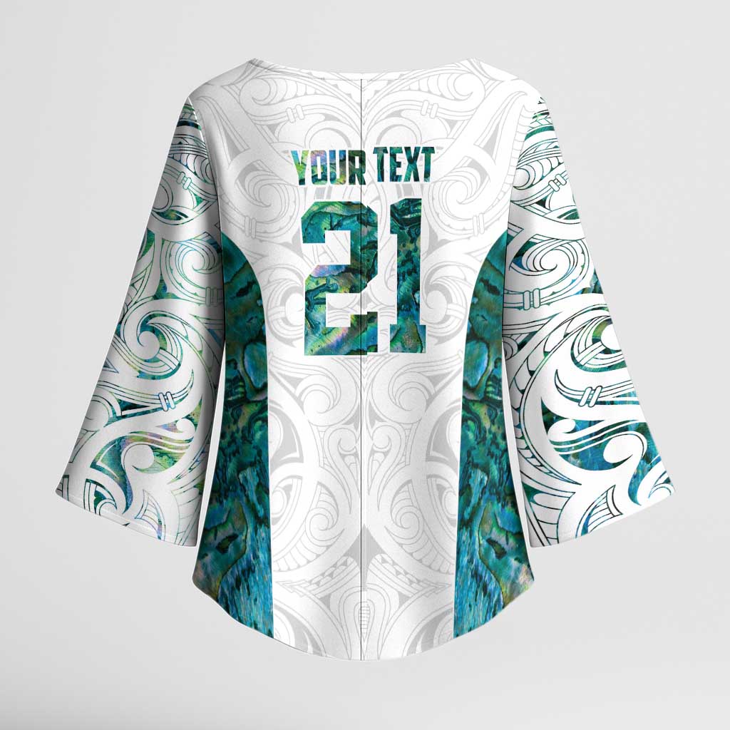 Custom New Zealand Aotearoa Kimono Sleeve Blouse Green Maori Paua Shell Indigenous - Polynesian Pride