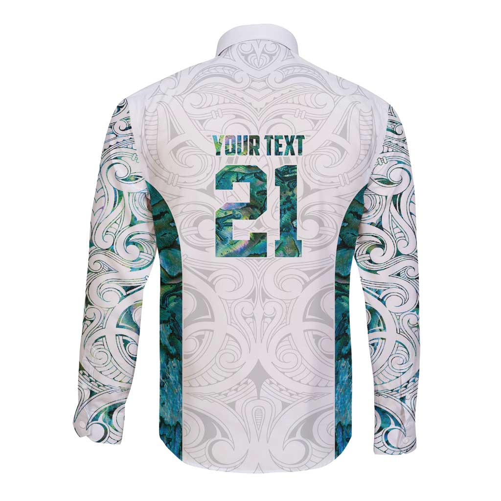 Custom New Zealand Aotearoa Long Sleeve Button Shirt Green Maori Paua Shell Indigenous LT9 - Polynesian Pride