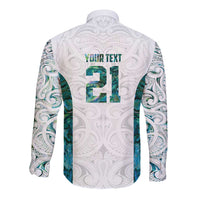 Custom New Zealand Aotearoa Long Sleeve Button Shirt Green Maori Paua Shell Indigenous LT9 - Polynesian Pride