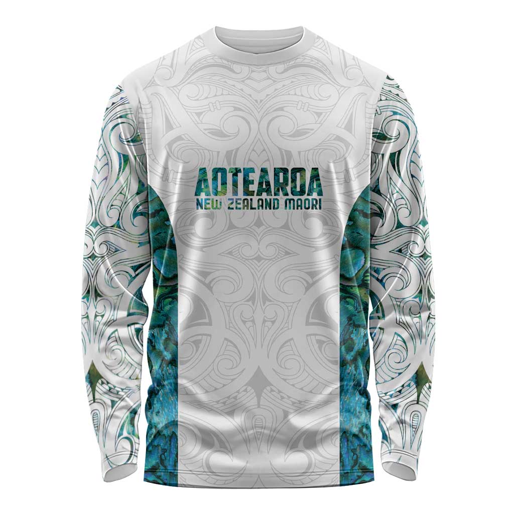 Custom New Zealand Aotearoa Long Sleeve Shirt Green Maori Paua Shell Indigenous LT9 Unisex Green - Polynesian Pride