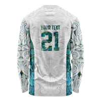 Custom New Zealand Aotearoa Long Sleeve Shirt Green Maori Paua Shell Indigenous LT9 - Polynesian Pride
