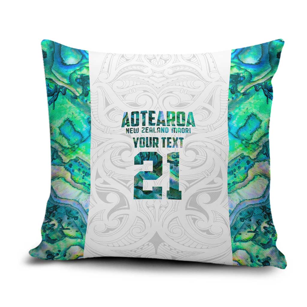 Custom New Zealand Aotearoa Pillow Cover Green Maori Paua Shell Indigenous - Polynesian Pride