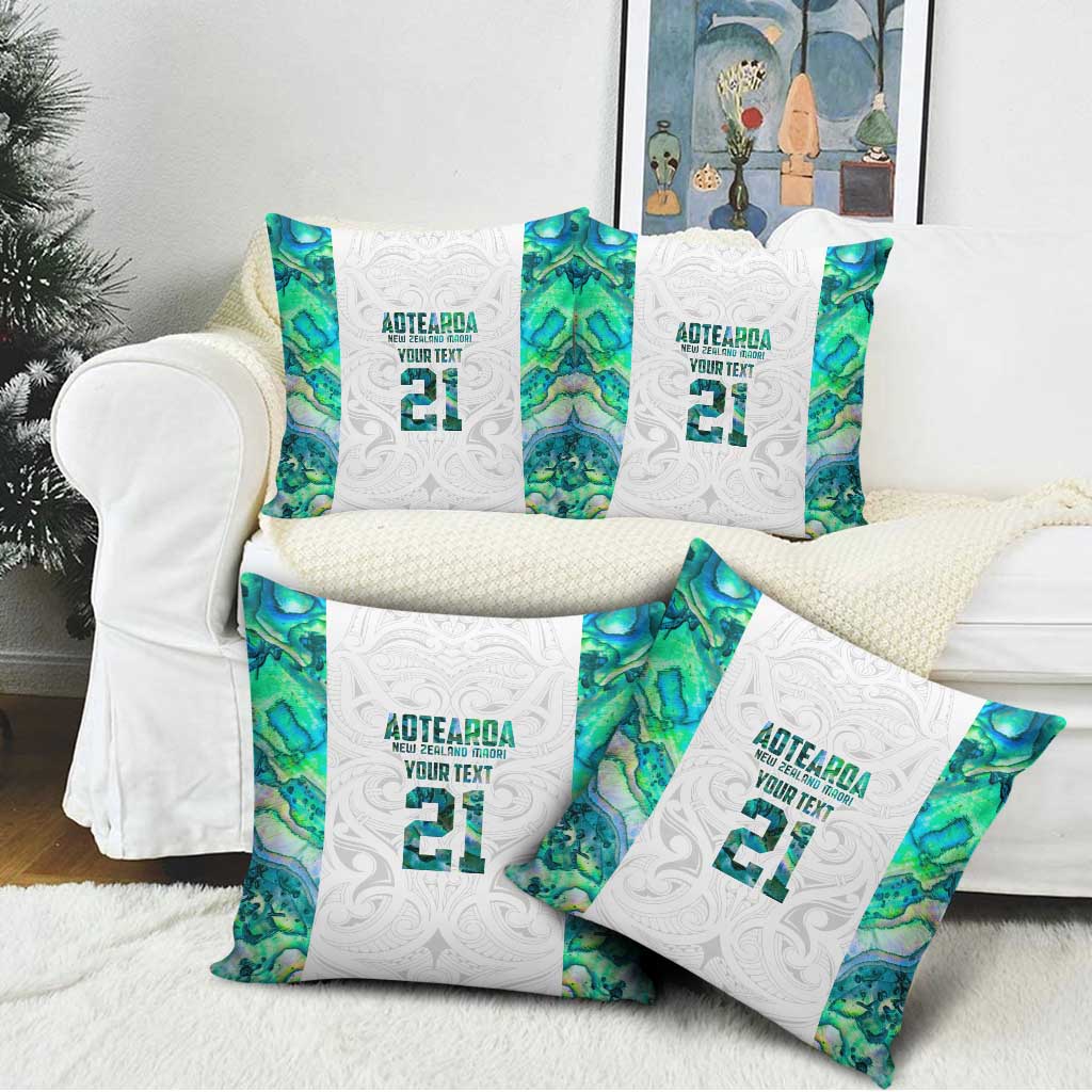 Custom New Zealand Aotearoa Pillow Cover Green Maori Paua Shell Indigenous - Polynesian Pride