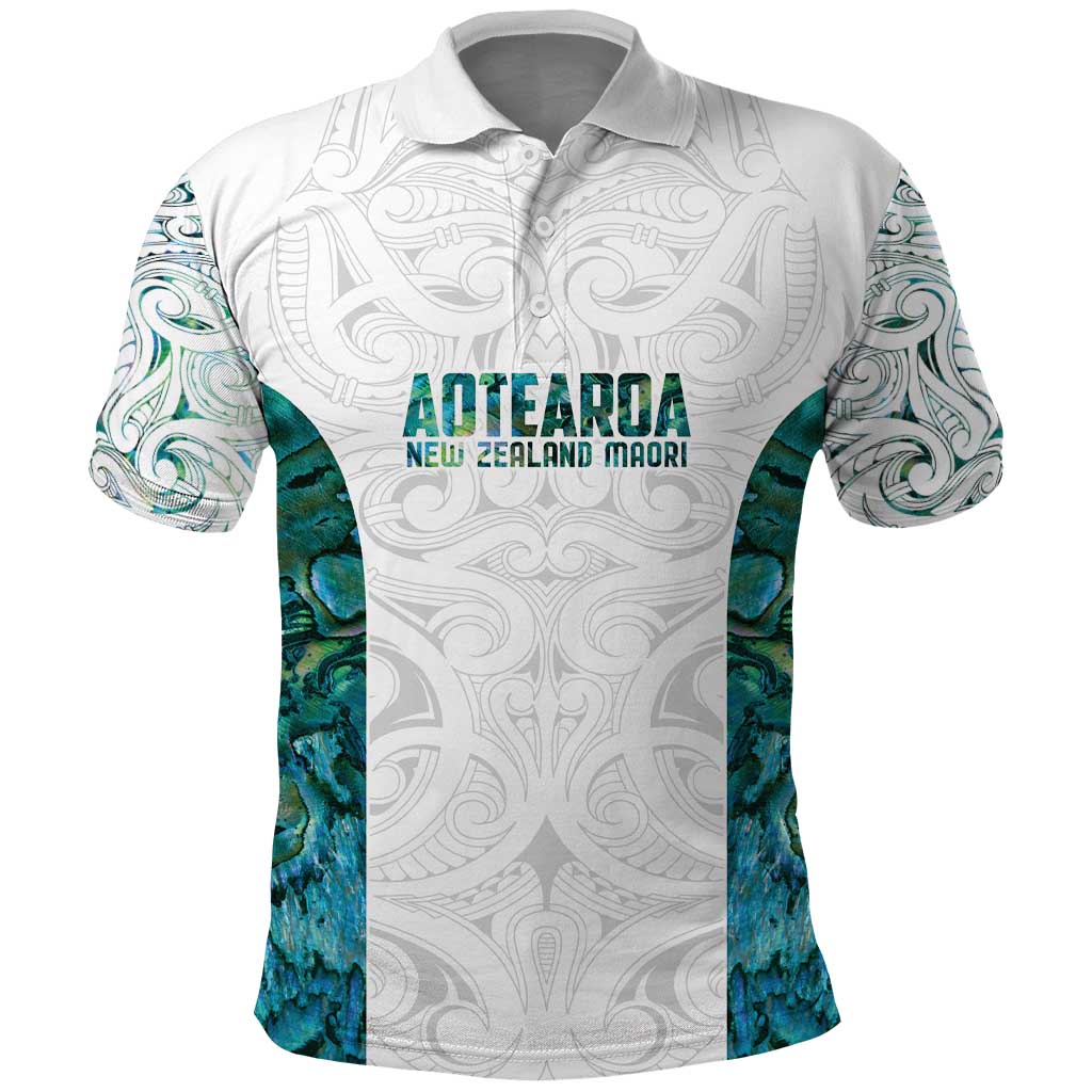 Custom New Zealand Aotearoa Polo Shirt Green Maori Paua Shell Indigenous - Polynesian Pride